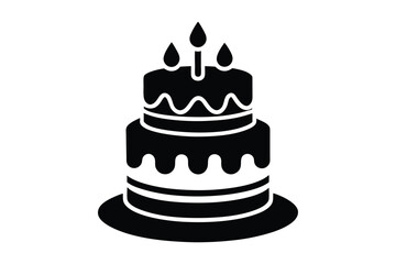 Birthday cake vector silhouette, birthday cake icon Celebration and Dessert