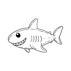 Hand drawing style of shark cute character vector. It is suitable for wild animal icon, sign or symbol.