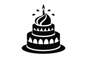 Birthday cake vector silhouette, birthday cake icon Celebration and Dessert
