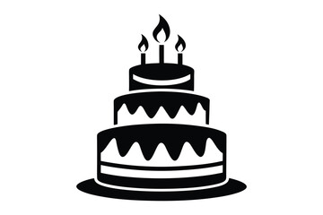 Birthday cake vector silhouette, birthday cake icon Celebration and Dessert