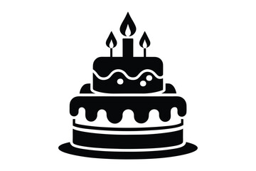 Birthday cake vector silhouette, birthday cake icon Celebration and Dessert