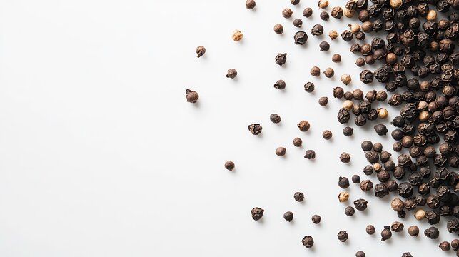 black pepper, peppercorn, isolated on white background, full depth of field