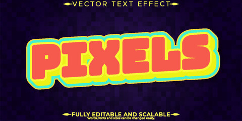 Pixel editable text effect, editable sticker and retro text style