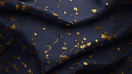 金色の花模様のある布　AI画像　ジェネレーティブAI