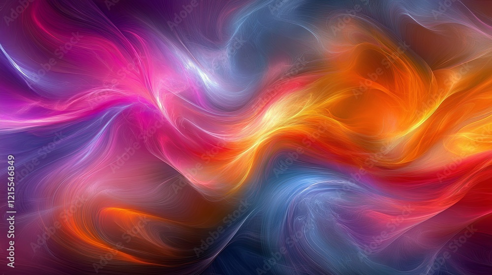 Poster vibrant swirls of color create an abstract texture in a cosmic style during evening hours. generativ