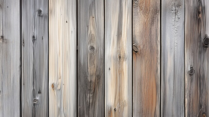 Fototapeta premium Reclaimed Wood Plank Texture Blending Mismatched Tones of Gray, Brown, and Beige with Rough Edges and Nail Marks for Rustic Eco-Friendly Design