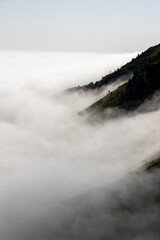 Nature landscapes formed by the sea of ​​clouds on high plateaus. Huser Plateau Rize, Turkey