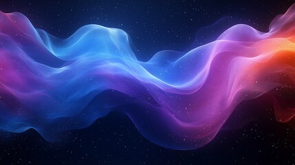 Abstract colorful wave, glowing neon light, cosmic background.