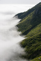 Nature landscapes formed by the sea of ​​clouds on high plateaus. Huser Plateau Rize, Turkey