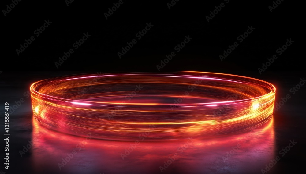 Aufkleber 360-degree seamless panoramic view of computer-generated glowing round object with motion blur in di
