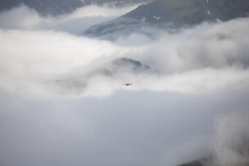 Nature landscapes formed by the sea of ​​clouds on high plateaus. Huser Plateau Rize, Turkey
