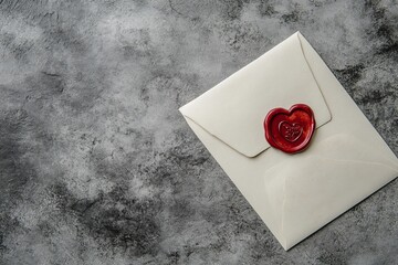 A romantic envelope sealed with a red heart wax stamp, embodying love and affection for Valentine's Day or special occasions