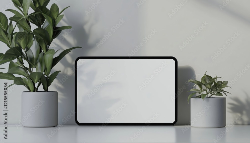 Poster empty frame of tablet pc gadget for presentation and mockup with copy space on white background - fr