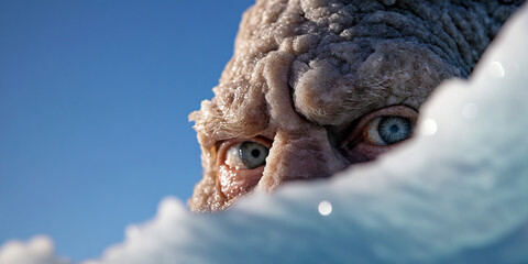 Close-up of Ice-Covered Man's Face