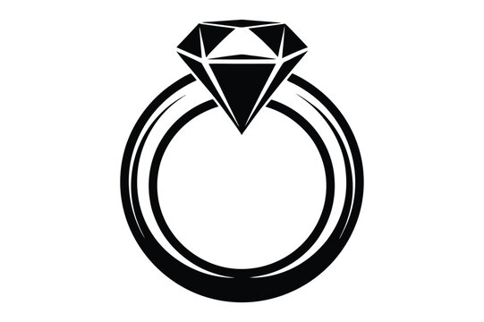 recommend clip art: A wedding ring or diamond ring vector silhouette, isolated white background, elegant jewelry icon, love symbol, engagement illustration