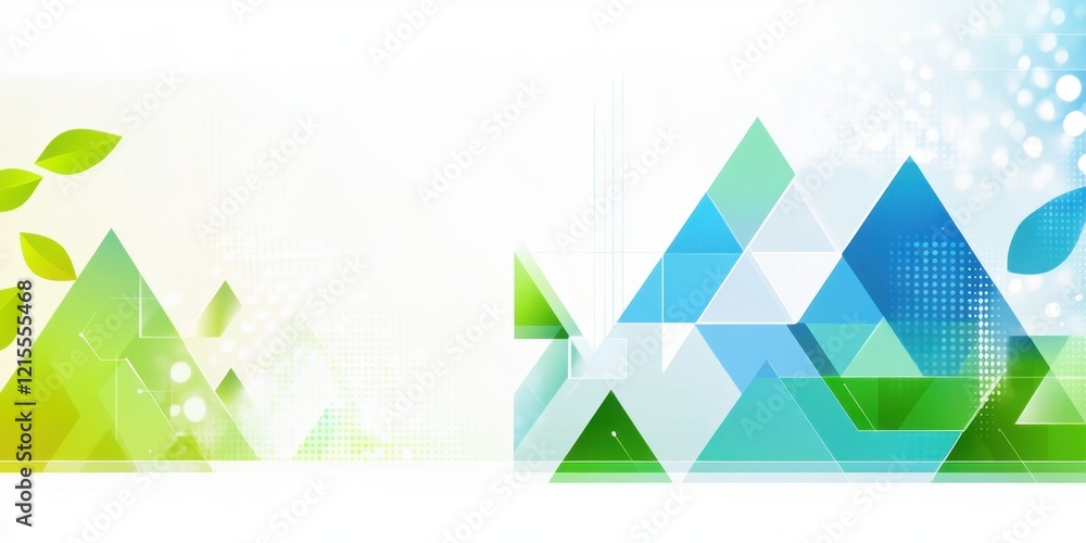 Poster abstract background with geometric shapes and light blue, green, and white colors features elements 