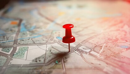 지도 위의 붉은 색의 작은 핀이 꽂혀있는 모습
