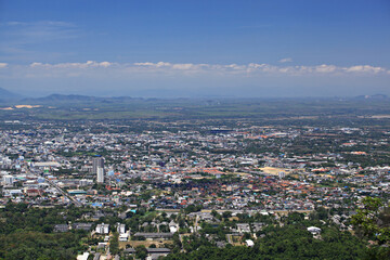 Top view of Hat Yai City from Kho Hong Mountain, Songkhla Province, Thailand 