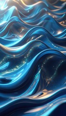 Obraz premium A mesmerizing, ultra-high-resolution abstract wallpaper featuring undulating, silky waves that appear to flow effortlessly across the surface, rendered in a palette of deep blues,
