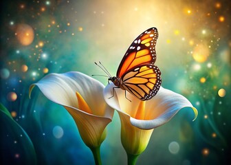Surreal Monarch Butterfly on Calla Lily - Dreamlike Nature Photography