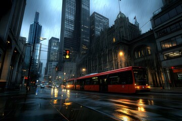 Obraz premium A dark, stormy sky over an empty city street, with only a single streetlamp casting light, symbolizing moments of personal crisis in the midst of the world’s indifference. 