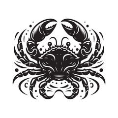 Black Color Crab silhouette design Vector Illustration, Solid White Background (8).eps