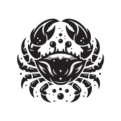 Black Color Crab silhouette design Vector Illustration, Solid White Background (11).eps