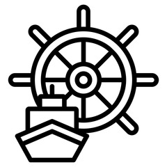 Obraz premium Rudder Outline Icon