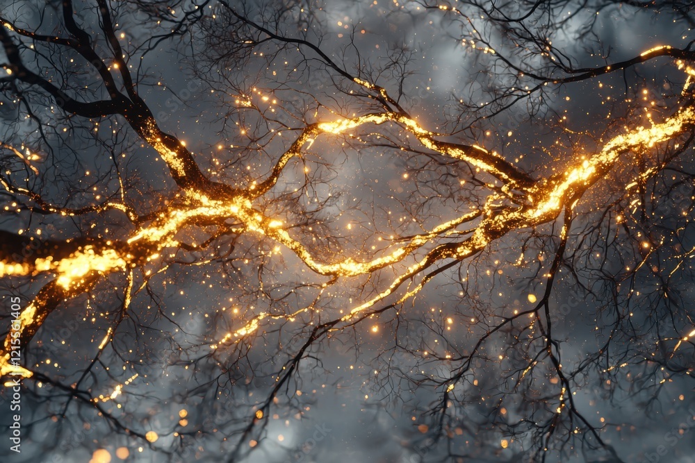 Poster luminous forest floor illuminated by soft golden light cascading through tree branches nature gigapi