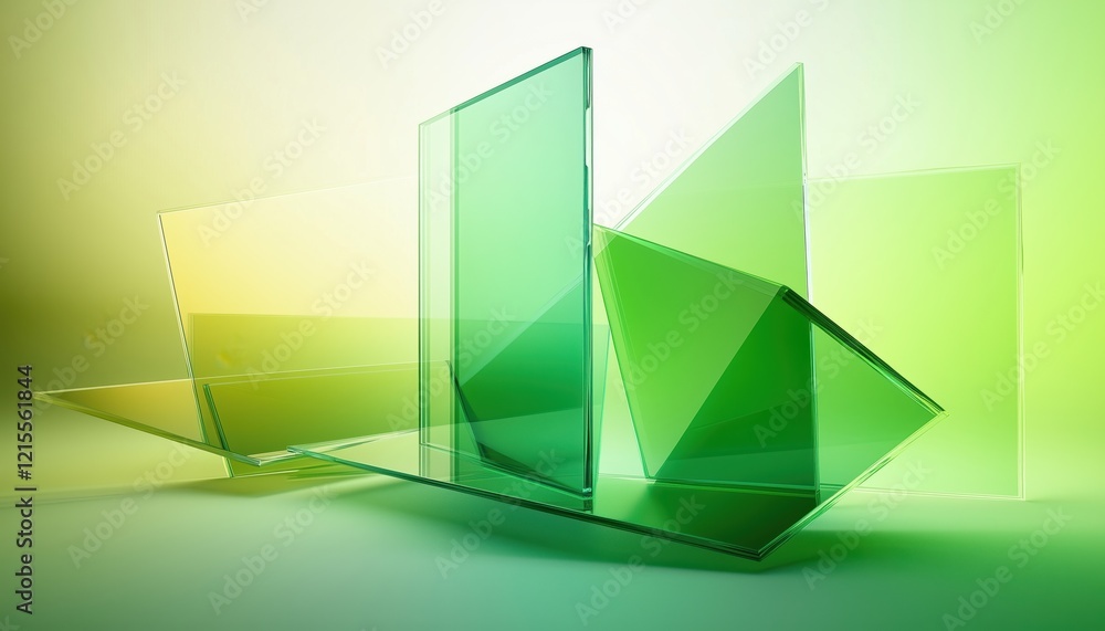 Poster gradient green transparent geometry rendering showcases an art form that beautifully combines colors