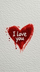 Fototapeta premium Heartfelt Love Message Rendered with Brushstrokes and Minimalist Typography Against a Textured Canvas Background