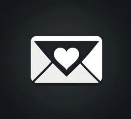 Heart-shaped love letter, note, or message icon designed for modern apps and websites