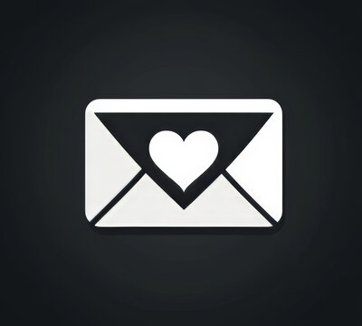Heart-shaped love letter, note, or message icon designed for modern apps and websites
