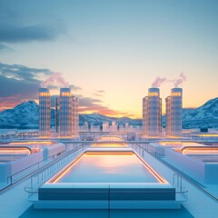 Obraz premium A city block powered by geothermal energy, futuristic and efficient