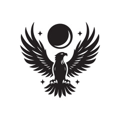 Black Color Eagle silhouette design Vector Illustration, Solid White Background