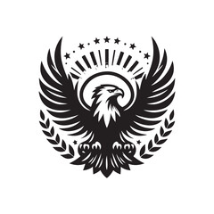 Black Color Eagle silhouette design Vector Illustration, Solid White Background