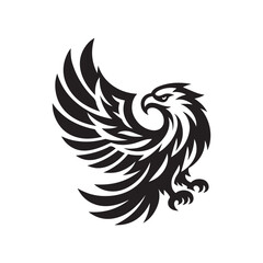 Black Color Eagle silhouette design Vector Illustration, Solid White Background