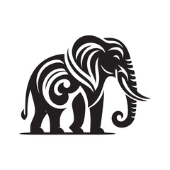 Black Color Elephant silhouette design Vector Illustration, Solid White Background (1).eps