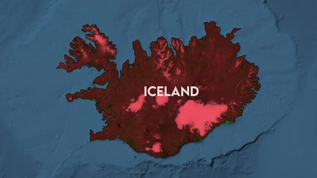 Zoom from Earth to Iceland. World map animation with country borders, Images from NASA
