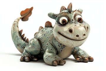 Fototapeta premium Cute cartoon dragon model with smiling expression