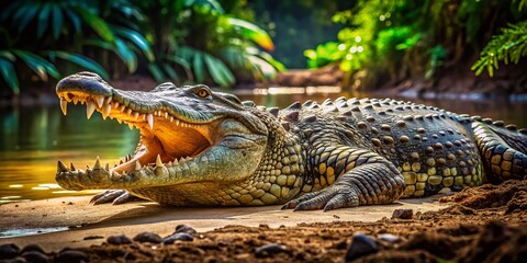 Obraz premium Thailand Pattaya Crocodile Farm Open Mouth Reptile Wildlife Animal