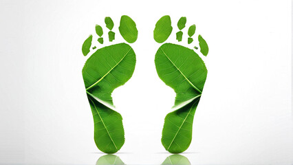 Eco-friendly footprint with leaves, green sustainability concept,