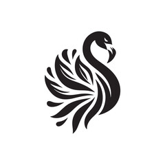 Black Color Flamingo silhouette design Vector Illustration, Solid White Background (12).eps