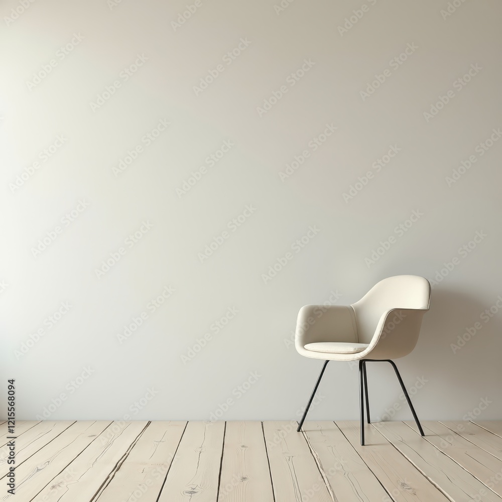 Aufkleber modern chair in minimalist room. neutral colors and simple design create a serene atmosphere. perfec