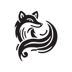 Black Color Fox silhouette design Vector Illustration, Solid White Background (1).eps