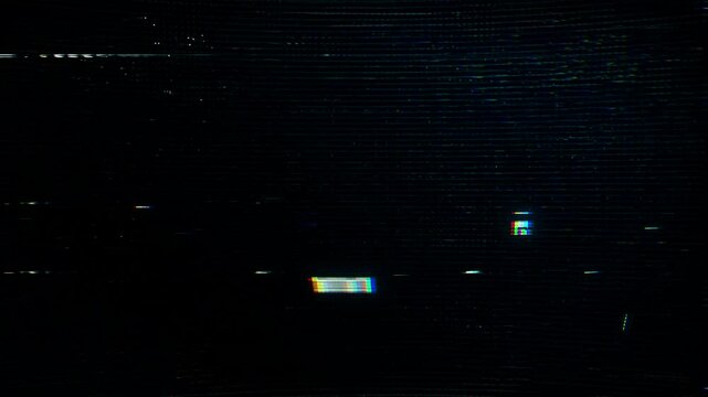Cyberpunk Monitor Glitch Screen, Noise Distortions, Techno Background.