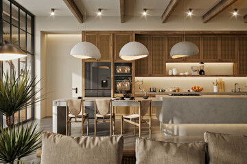 3d render modern living room