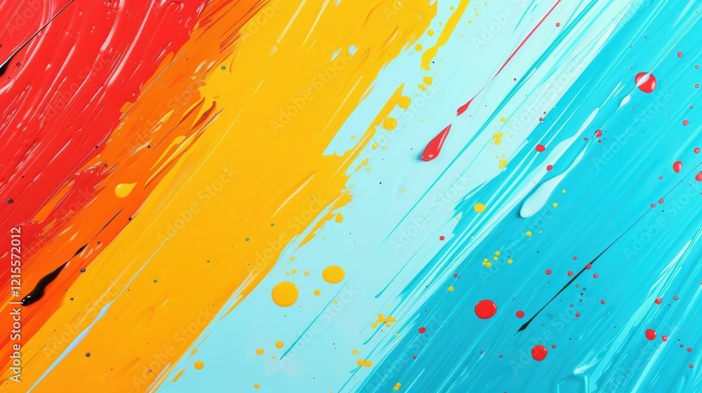 Poster a lively array of paint splashes in blue, orange, and yellow creates a dynamic backdrop, bursting wi