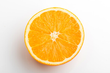 Orange fruits, halves and slices isolated on white background, clipping path, collection. Sweet orange