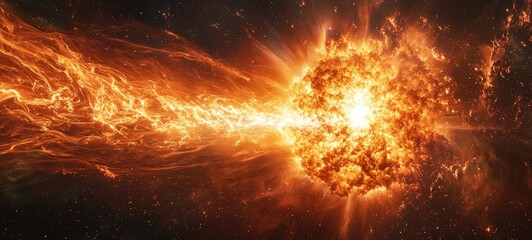 Fiery Cosmic Explosion: Dynamic Energy Streams Across the Universe